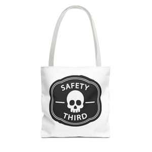 Safety Third Skull Tote Bag — Funny Biker/Mechanic Rebel Canvas Tote