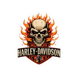 Flaming Skull Harley-Davidson Kiss-Cut Sticker