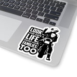Sticker — "Look and Save a Life: Bikers Have Families Too" Motorcycle Safety Kiss-Cut Sticker