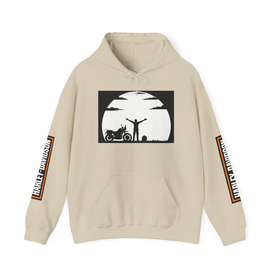 Harley-Davidson Sunset Ride Hoodie — Motorcycle Silhouette Graphic