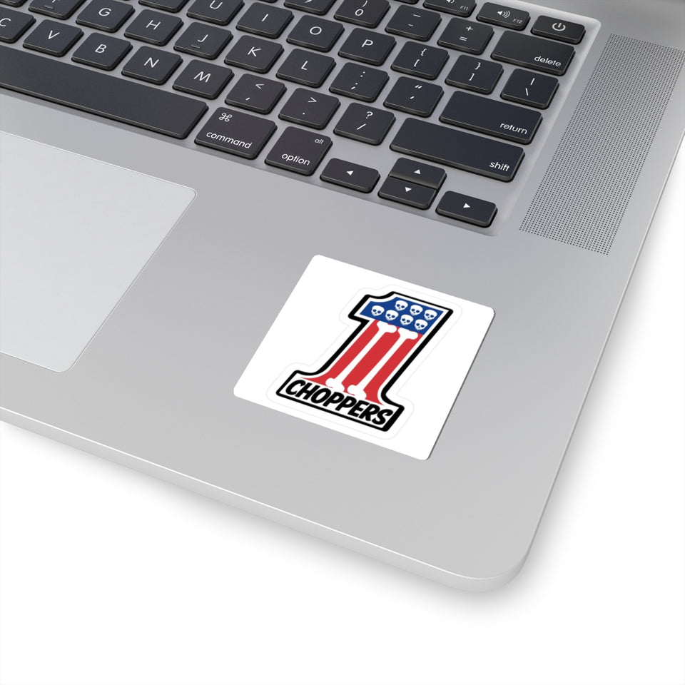 1 Choppers Skull Flag Sticker — Patriotic Motorcycle Decal