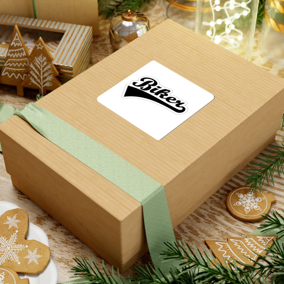 Biker Script Kiss-Cut Sticker — Retro Motorcycle Decal for Helmets, Laptops & Gear