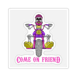 Come On Friend Motorcycle Skull Sticker — Biker Laptop Decal
