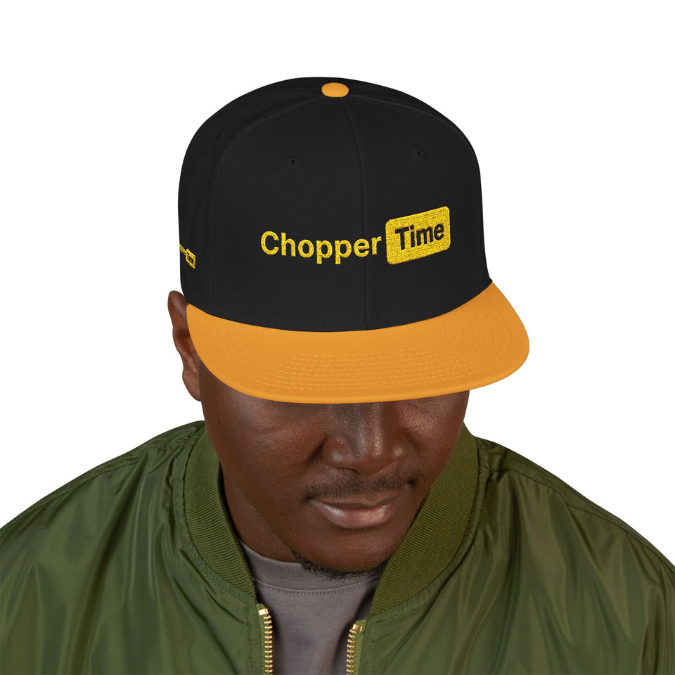 Snapback Hat — 'Time' Yellow Embroidered Streetwear Cap