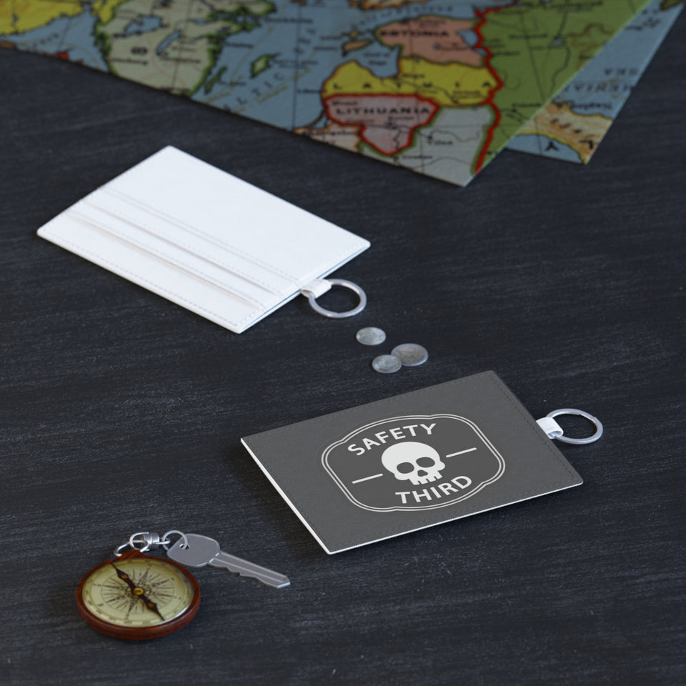 Safety Third Skull Card Holder — Saffiano Leather ID Wallet