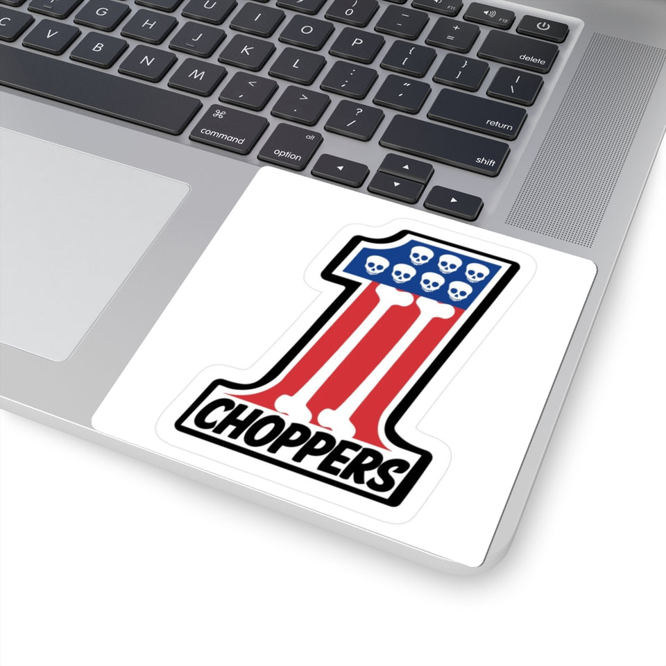 1 Choppers Skull Flag Sticker — Patriotic Motorcycle Decal