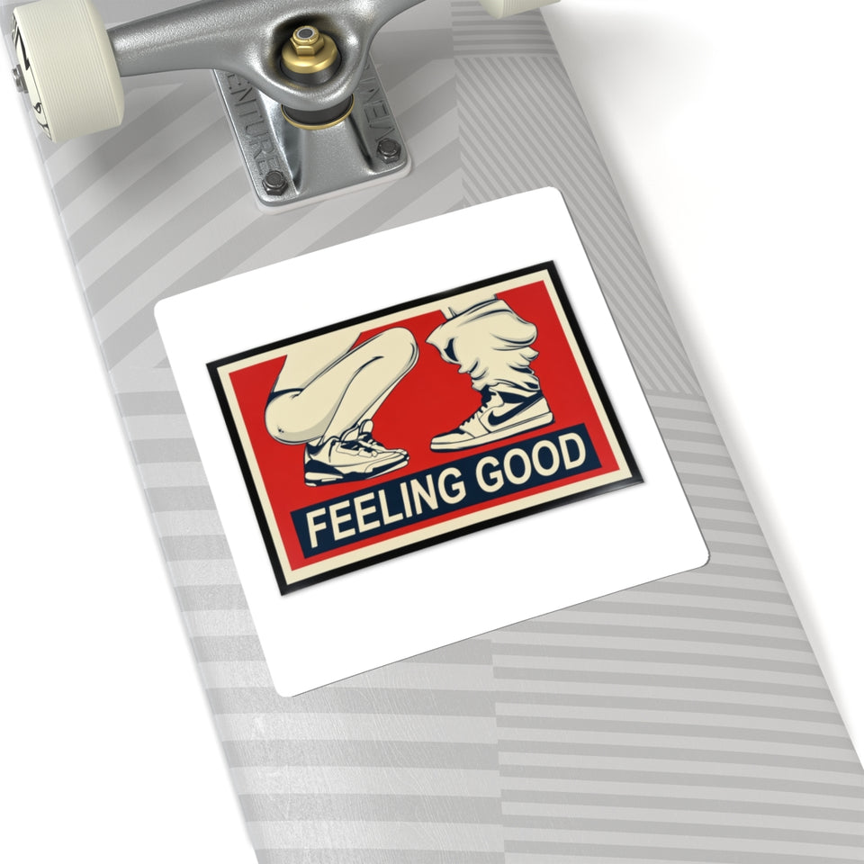 Feeling Good Sticker — Retro Kicks Kiss-Cut Laptop Decal