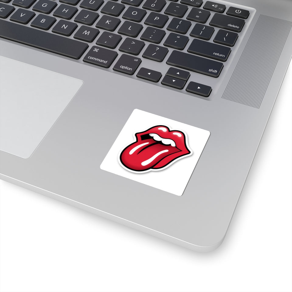 Rock Band Tongue Sticker — Red Kiss-Cut Decal for Laptops & Gear