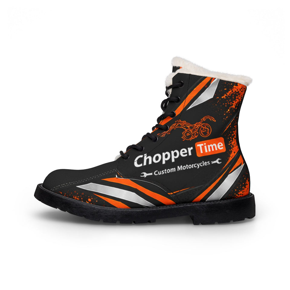 Chopper Time Motorcycle Fur-Lined Boots — Men’s Insulated Biker Boots