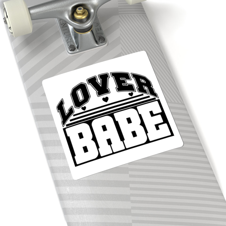 Lover Babe Kiss-Cut Sticker — Bold Retro Black & White Decal for Laptops, Water Bottles & Gifts