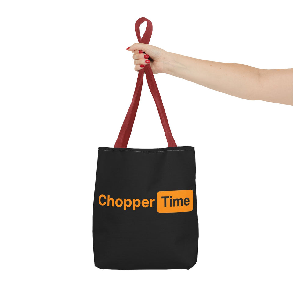 Chopper Time Tote Bag — Bold Orange Logo Canvas Tote