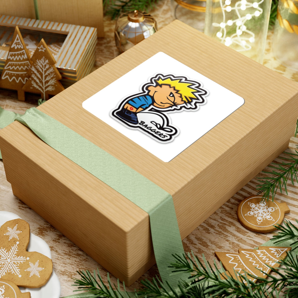 Peeing Boy Cartoon Kiss-Cut Sticker — 'Baggers' Decal for Laptops & Gear