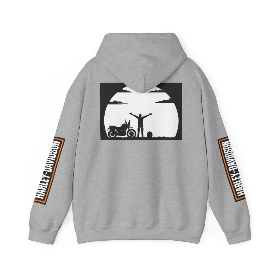 Harley-Davidson Sunset Ride Hoodie — Motorcycle Silhouette Graphic