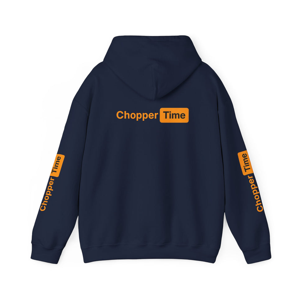 Chopper Time Hoodie — Minimal Logo Pullover for Motorcycle & Aviation Fans