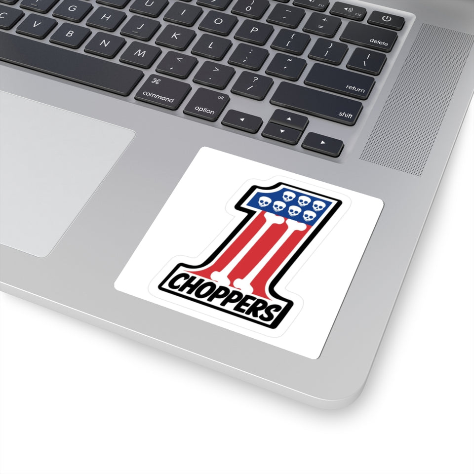 1 Choppers Skull Flag Sticker — Patriotic Motorcycle Decal