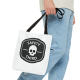 Safety Third Skull Tote Bag — Funny Biker/Mechanic Rebel Canvas Tote