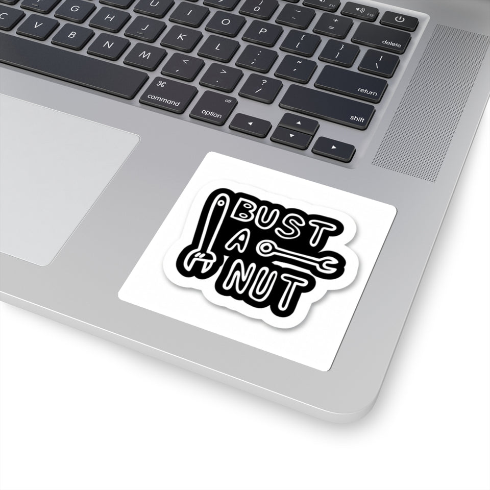 Bust A Nut Sticker — Funny Mechanic Wrench Kiss-Cut Vinyl Sticker