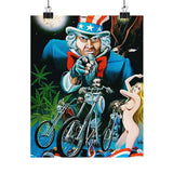 Retro Biker Poster — Uncle Sam Pointing Chopper Art Matte Vertical Print