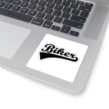 Biker Script Kiss-Cut Sticker — Retro Motorcycle Decal for Helmets, Laptops & Gear