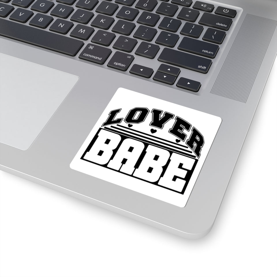 Lover Babe Kiss-Cut Sticker — Bold Retro Black & White Decal for Laptops, Water Bottles & Gifts