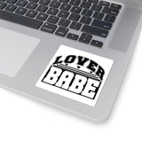 Lover Babe Kiss-Cut Sticker — Bold Retro Black & White Decal for Laptops, Water Bottles & Gifts