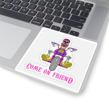 Come On Friend Motorcycle Skull Sticker — Biker Laptop Decal