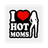 I  Hot Moms Kiss-Cut Sticker — Funny Retro Silhouette Decal