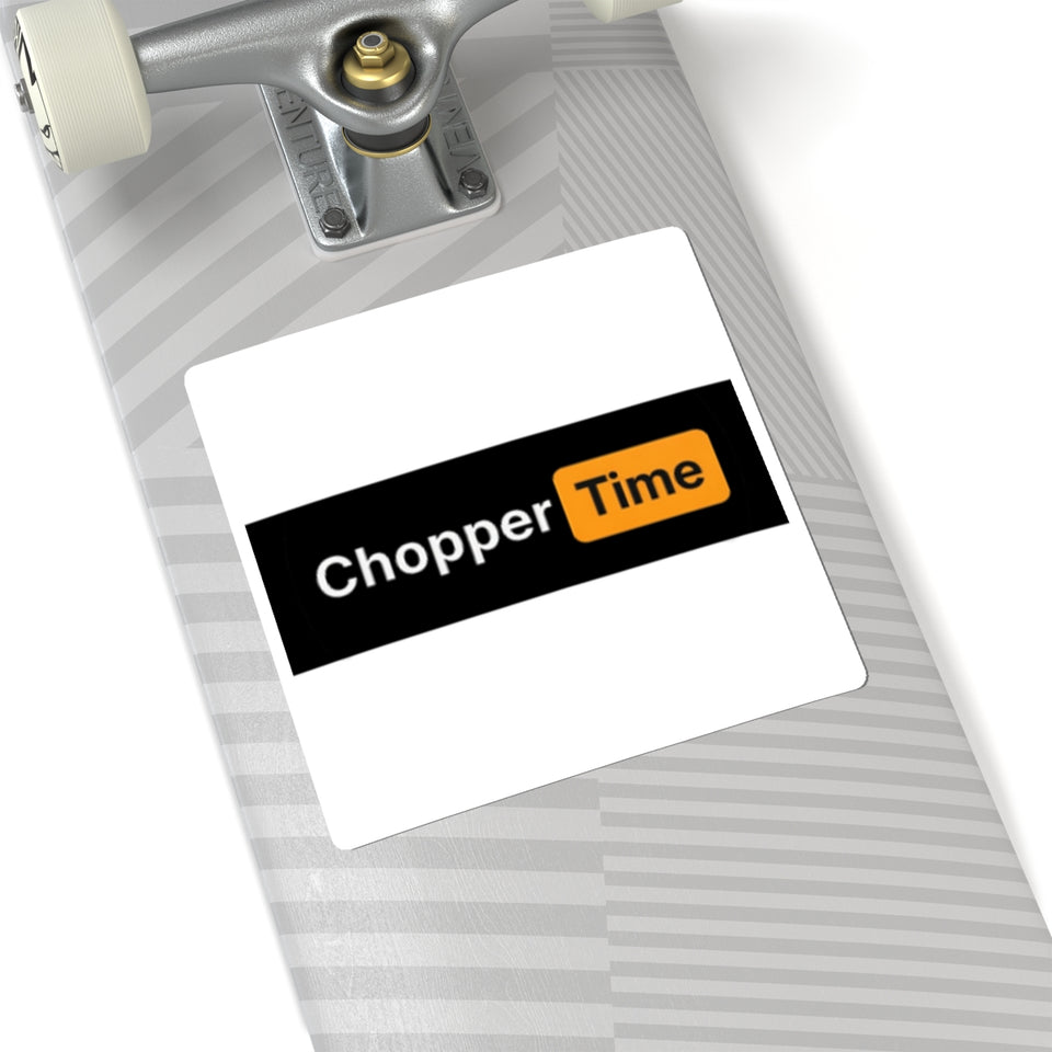 Chopper Time Sticker — Bold Black & Orange Kiss-Cut Decal
