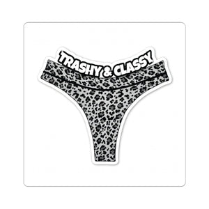 Kiss-Cut Sticker — “Trashy & Classy” Leopard Thong Sticker