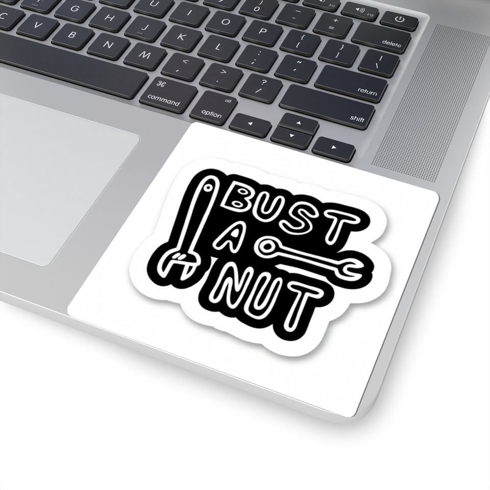 Bust A Nut Sticker — Funny Mechanic Wrench Kiss-Cut Vinyl Sticker