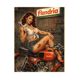 Vintage Pin-Up Motorcycle Poster – “Flandria” Matte Vertical Print