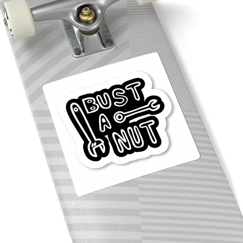 Bust A Nut Sticker — Funny Mechanic Wrench Kiss-Cut Vinyl Sticker