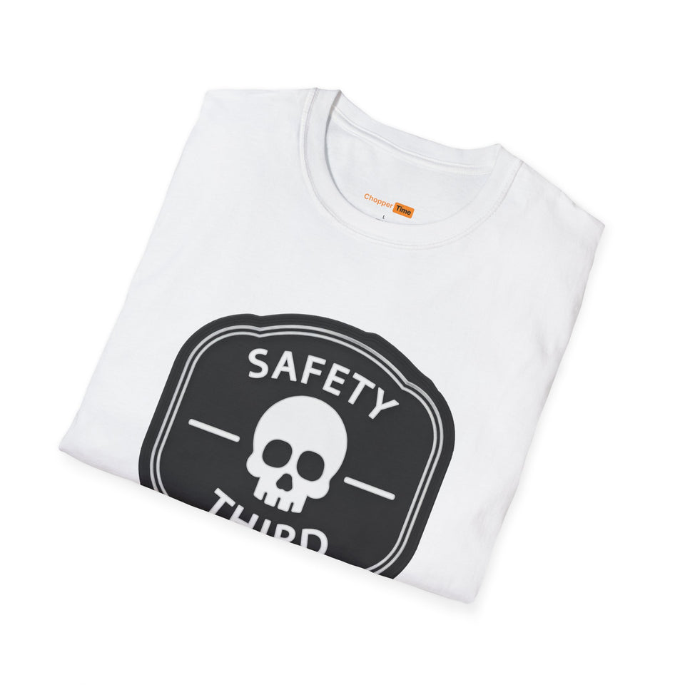 Safety Third Skull T-Shirt — Funny Retro Warning Graphic Tee