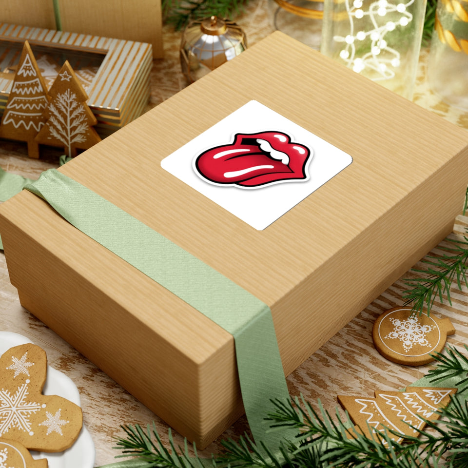 Rock Band Tongue Sticker — Red Kiss-Cut Decal for Laptops & Gear