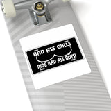 Kiss-Cut Sticker — “Bad Ass Girls Ride Bad Ass Boys!” Black License Plate Style