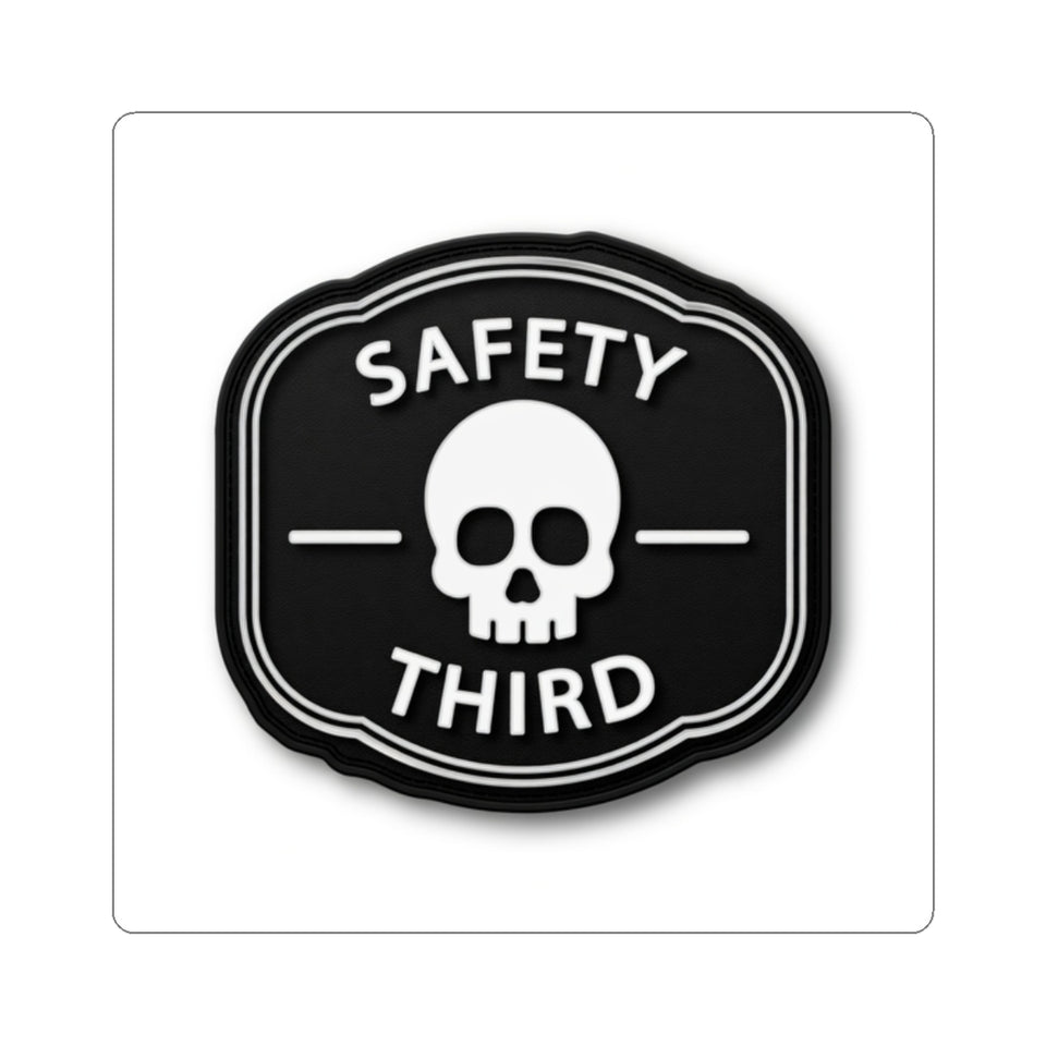 Safety Third Skull Sticker — Dark Humorous Vinyl Decal