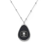 Oval Necklace — 'Safety Third' Skull Teardrop Pendant Necklace