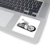 Chopper Motorcycle Kiss-Cut Sticker — Black & White Retro Bike Decal