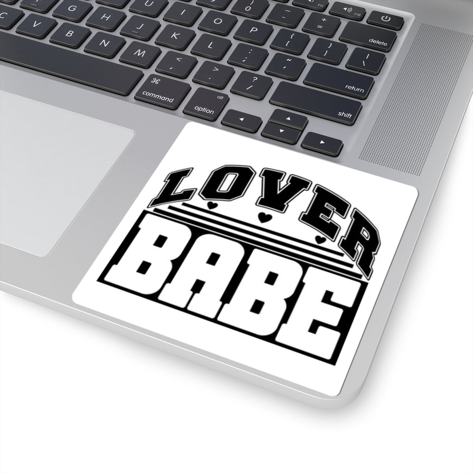 Lover Babe Kiss-Cut Sticker — Bold Retro Black & White Decal for Laptops, Water Bottles & Gifts