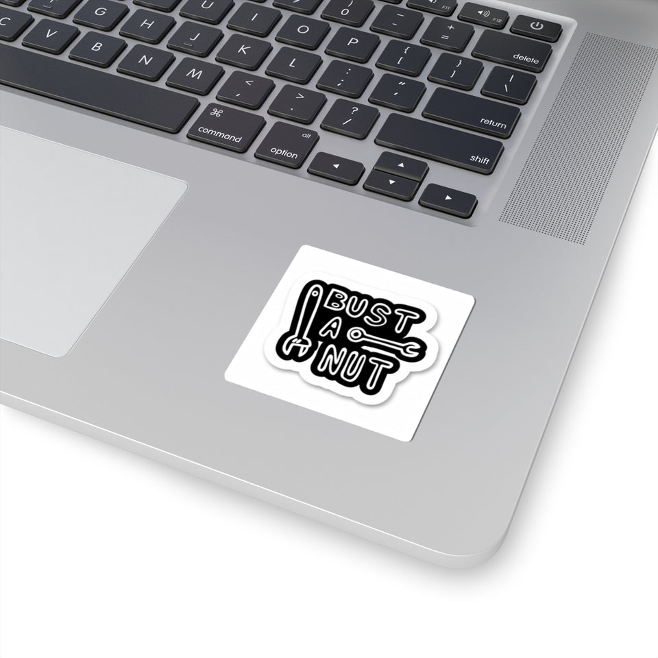 Bust A Nut Sticker — Funny Mechanic Wrench Kiss-Cut Vinyl Sticker