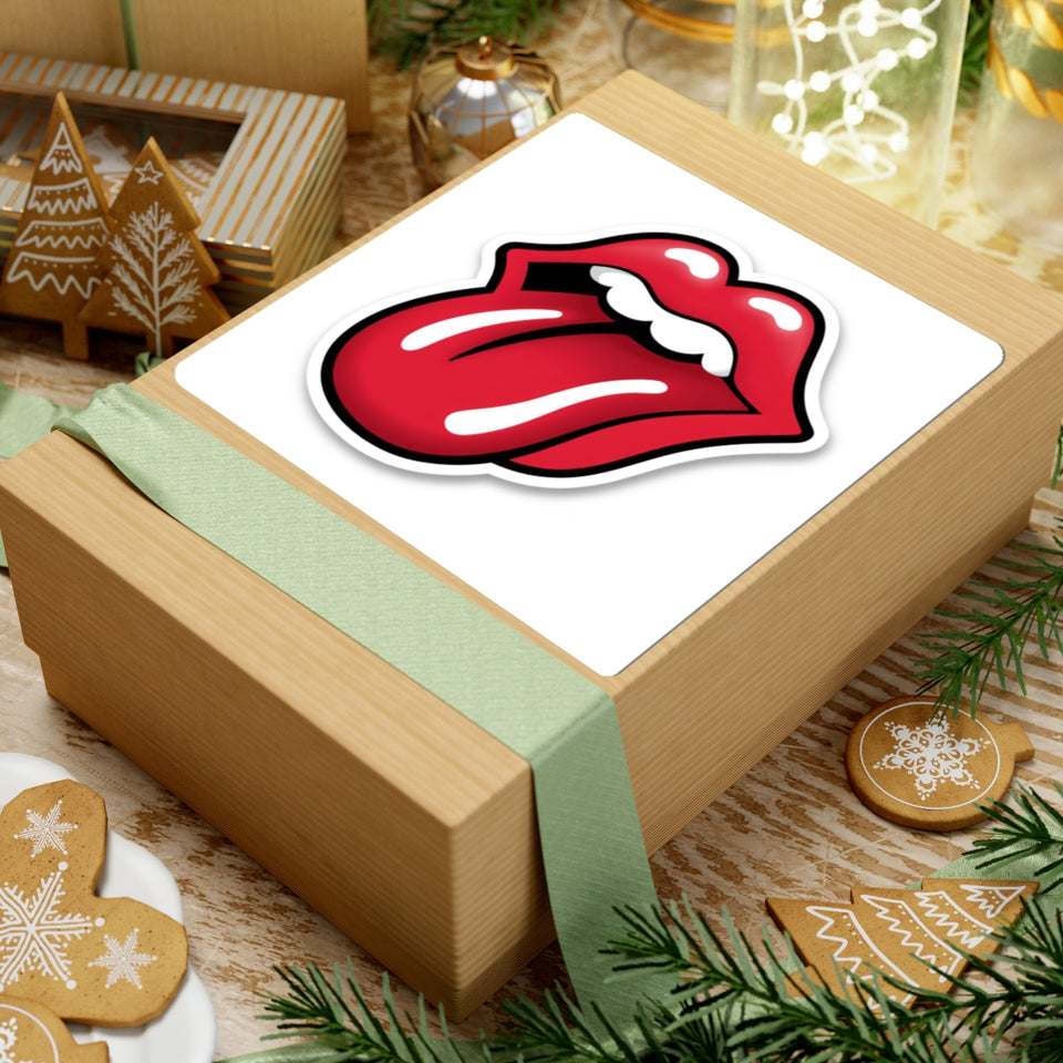 Rock Band Tongue Sticker — Red Kiss-Cut Decal for Laptops & Gear