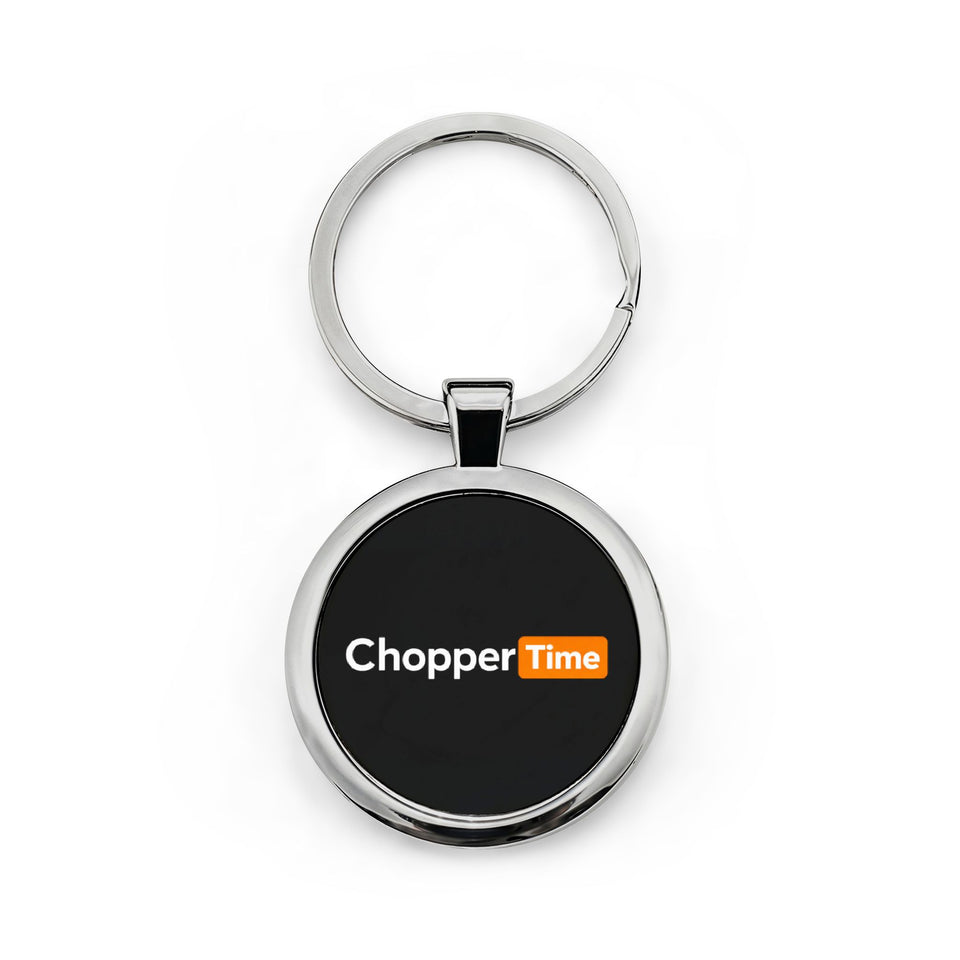 Chopper Time Round Stainless Steel Keychain - Motorcycle Logo Keyring