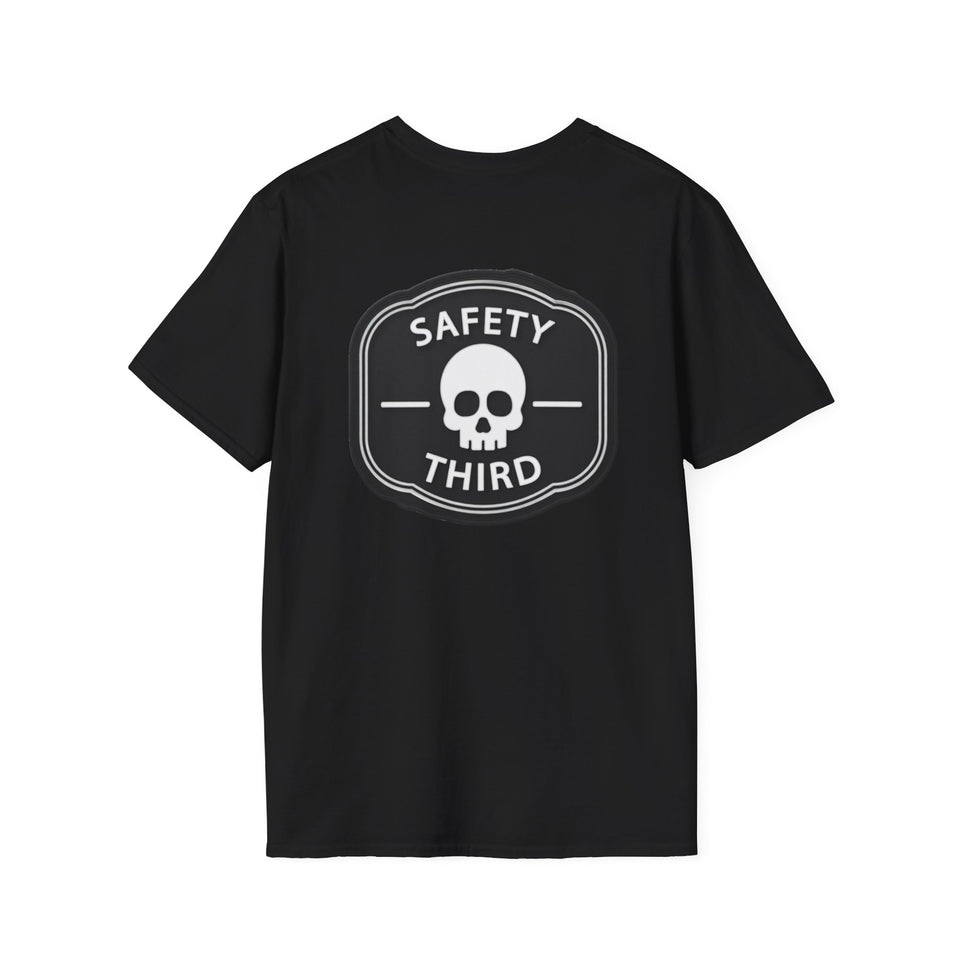 Safety Third Skull T-Shirt — Funny Retro Warning Graphic Tee