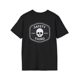 Safety Third Skull T-Shirt — Funny Retro Warning Graphic Tee