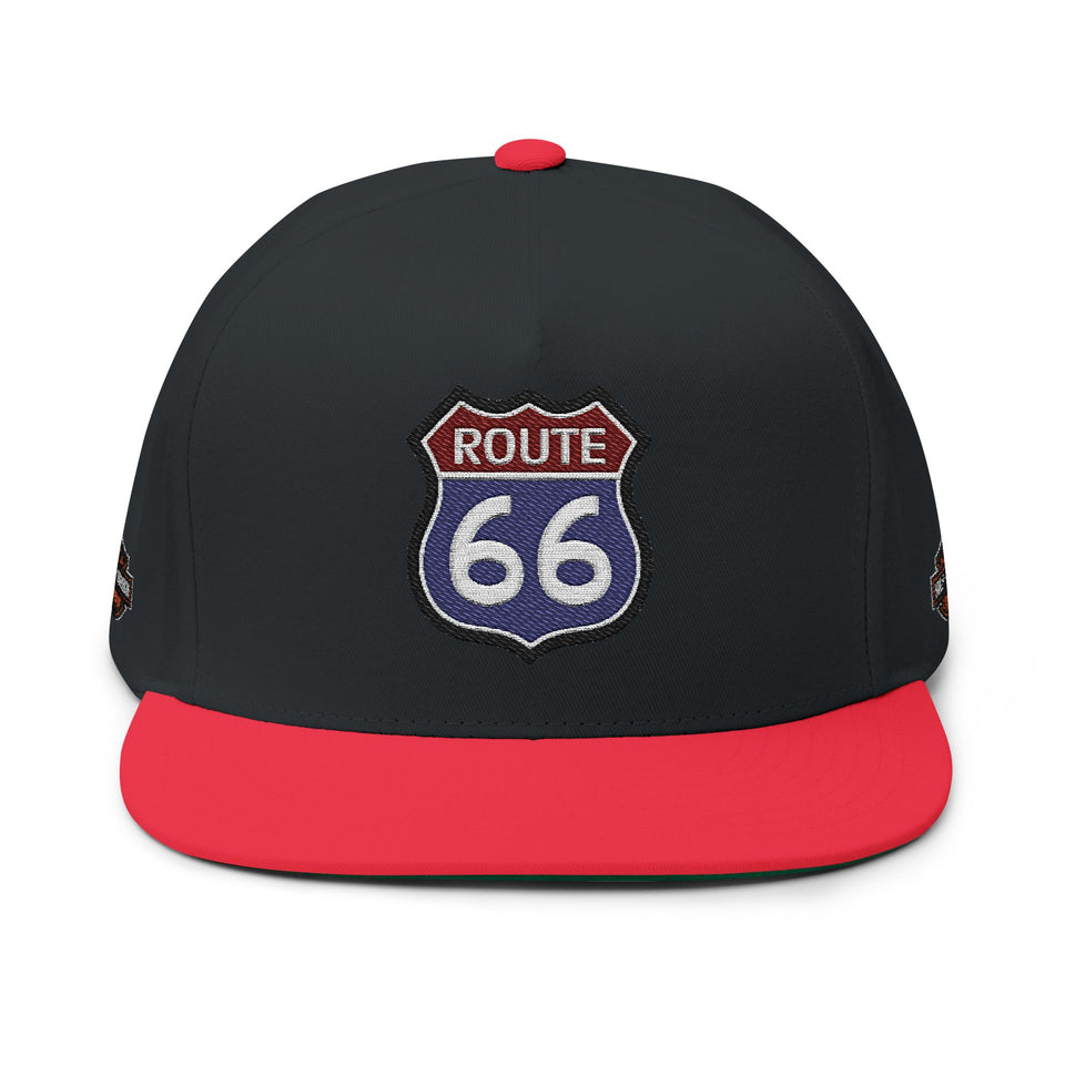 Route 66 Embroidered Flat Bill Cap
