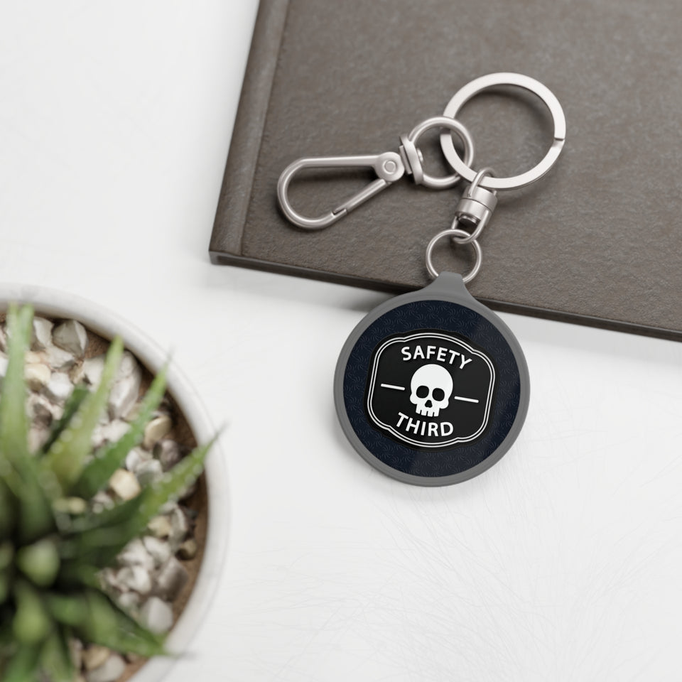 Safety Third Skull Keyring Tag — Funny Biker / Mechanic Keychain