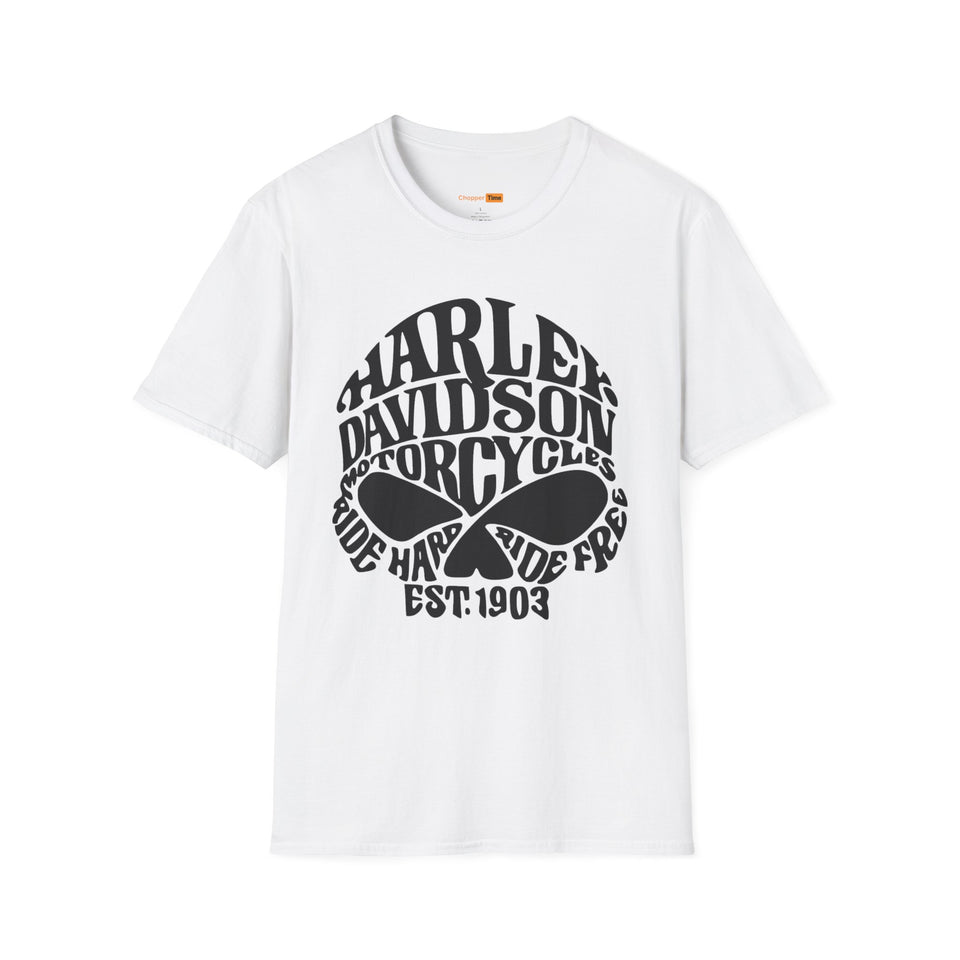 Harley Davidson Motorcycle Skull T-Shirt — Ride Hard Vintage Biker Tee