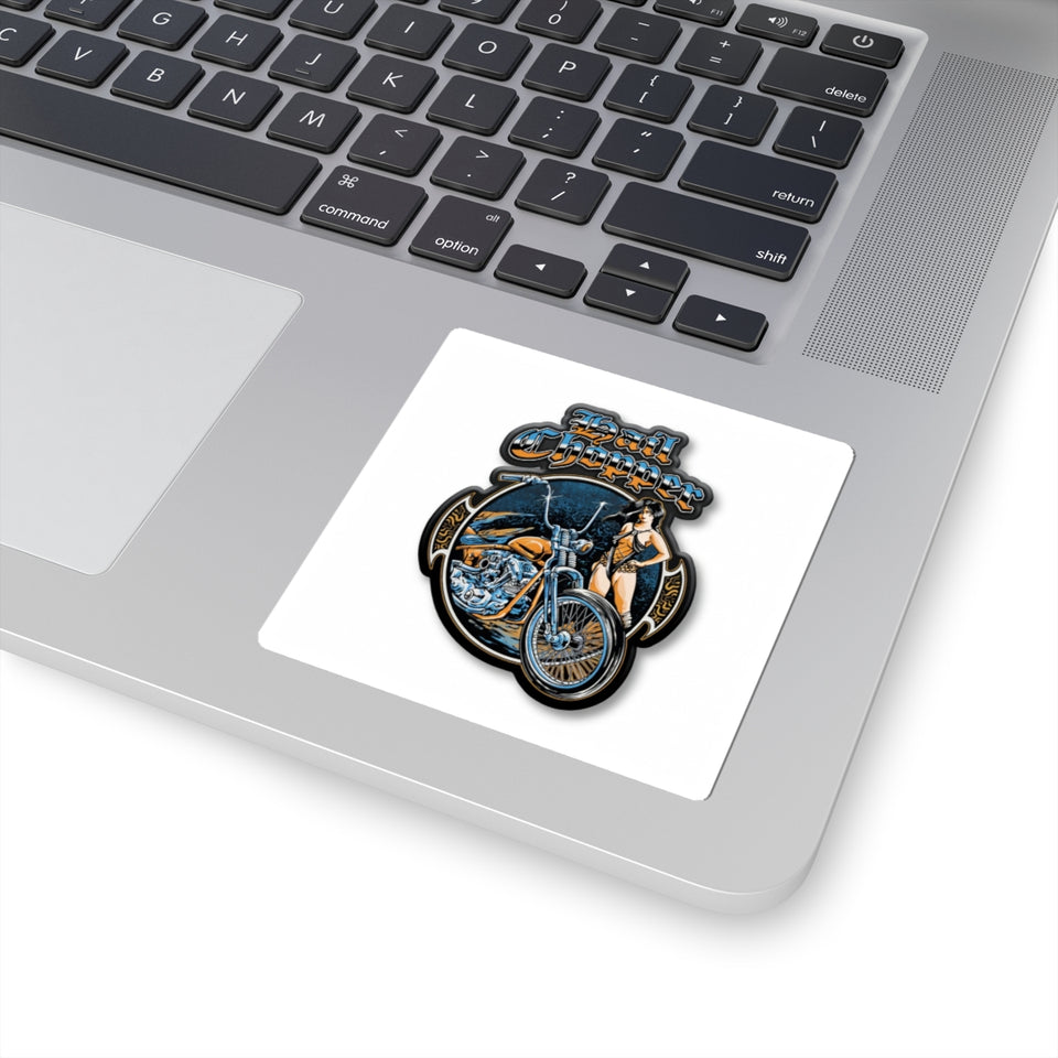 Chopper Girl Kiss-Cut Sticker — Retro Motorcycle Pinup Decal