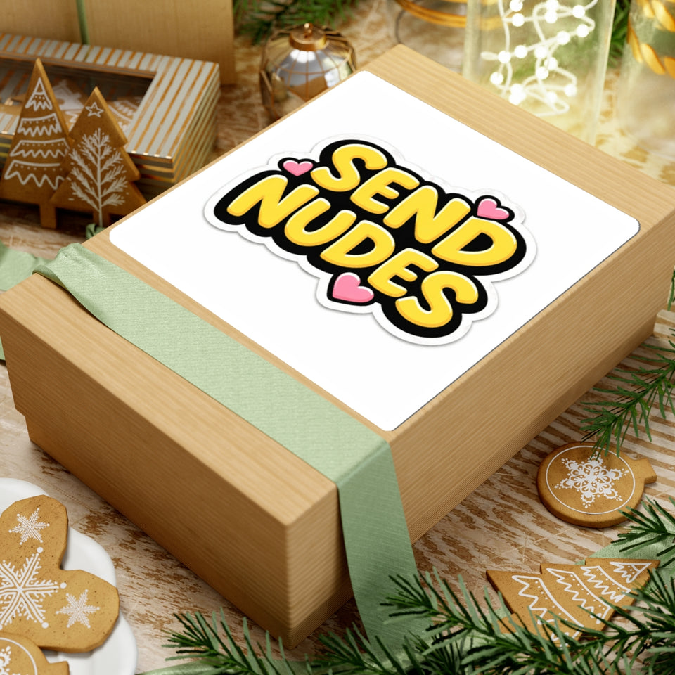 Send Nudes Sticker — Cute Bubble Letter Kiss-Cut Decal