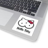 Hello Titty Kiss-Cut Sticker — Playful Parody Cat-Boob Graphic Sticker for Laptops, Water Bottles & Gag Gifts